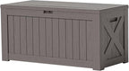 Patiowell 120 Gallon Large Deck Box, Outdoor Lockable Storage Box for Gardening Tools, Waterproof Deck Box for Patio Furniture, Brown