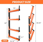 32" Lumber Storage Rack, Upgrade Folding Lumber Rack Wall Mount, Heavy Duty Adjustable Metal 8 Level Wood Storage Rack for Garage Storage Organization, 4 Packs