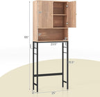 Giantex Over The Toilet Storage Cabinet, Bathroom Space Saver W/Toilet Paper Holder & Hook, Adjustable Shelf & Bottom Bar, Open Storage Cube, Over Toilet Bathroom Organizer for Laundry, Restroom