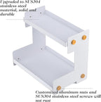 FFK 2 Tier Bathroom Countertop Organizer, SUS 304 Stainless Steel Storage Shelf for Cosmetic Organizer, Ideal for Cabinet, Countertop, Pantry, and Desktop, Office, White