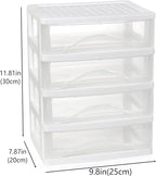 Gonice White Desk 4 Drawer Organizer, Plastic Small Drawer Storage, Desk Storage for Office and Home