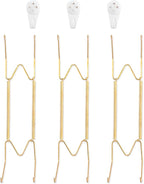 Bilillo 3 Pack Wall Plate Hangers, Suitable for 10-14 inch Art, Stainless Steel Invisible Heavy Duty Wire Plate Holder with Wall Hooks