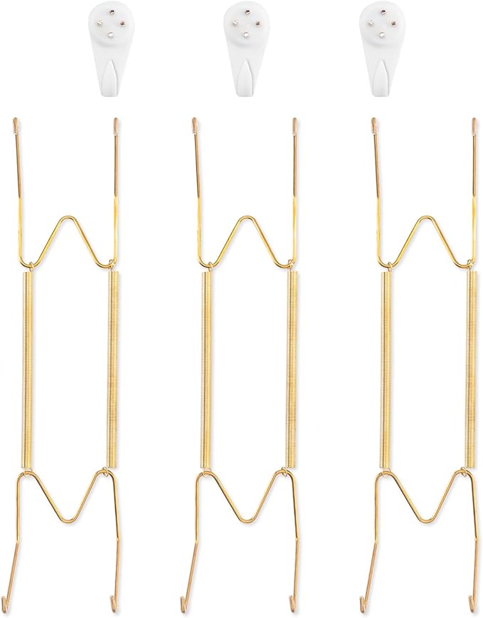 Bilillo 3 Pack Wall Plate Hangers, Suitable for 10-14 inch Art, Stainless Steel Invisible Heavy Duty Wire Plate Holder with Wall Hooks