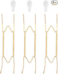 3 Pack Plate Hangers for The Wall, Suitable for 10-14 inch Art Plate, Stainless Steel Invisible Heavy Duty Wire Plate Holder with Wall Hooks, Plate Hangers for Displaying Plates, Platter, Dish, Gold