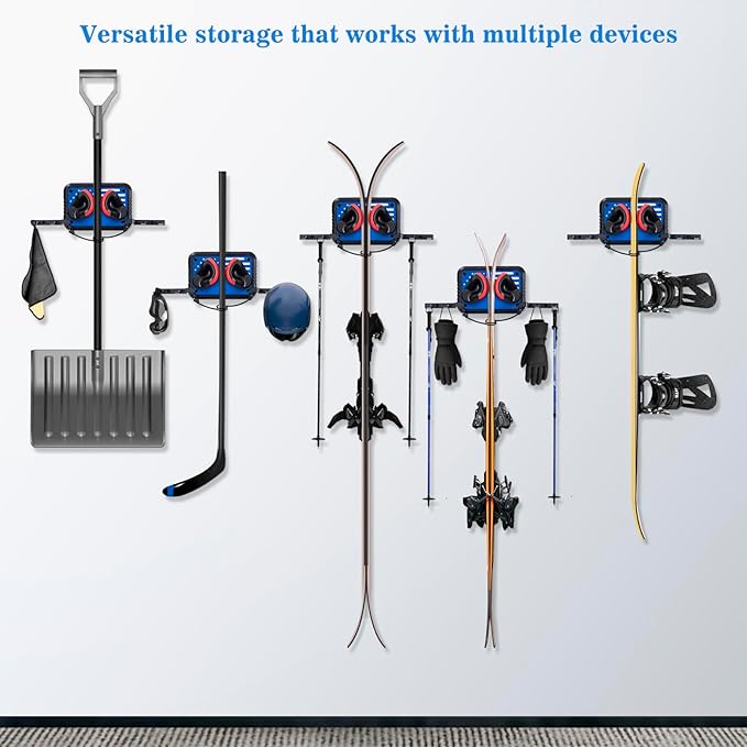 Ski Rack Wall Mount Ski & Snowboard Skateboard Ski Hangers for Wall Mount Fits Any Board holder Up to 25lbs Vertical Ski Storage Rack for Home & Garage Space-Saving Winter Gear Organizer 1pack