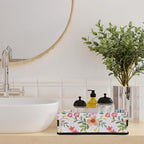 Floral Basket Flower Bathroom Baskets for Organizing, Foldable Storage Bins Toilet Paper Basket for Toilet Tank Top Fabric Storage Organizer for Shelves Closet Countertop