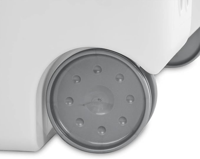 White Wheeled Plastic Laundry Hamper – Adult-Sized Rolling Basket With Handles For Home & Dorms