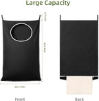 KEEPJOY XL Black Door Hanging Laundry Hamper, 36.5" x 22.5" Large Capacity Hanging Hamper Bag with Large opening and Strong Hooks for All Family Laundry, Blankets, and Toys (Black,1-Pack)