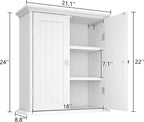 ChooChoo Bathroom Wall Cabinet, Over The Toilet Space Saver Storage Cabinet, Medicine Cabinet with 2 Door and Adjustable Shelves, Cupboard
