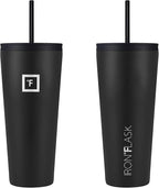 IRON °FLASK Classic Tumbler - Vacuum Insulated Stainless Steel Water Bottle, Double Walled, Drinking Cup, Insulated Travel Mug (Midnight Black, 32 oz Solid Lid)