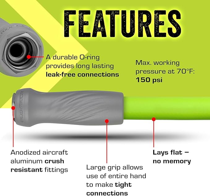 Flexzilla Garden Lead-in Hose with SwivelGrip, 5/8 in. x 5 ft., Lightweight All-Weather Water Hose, Durable and Flexible, Leak-Free Connections