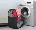 2 pop-up Laundry Hamper, Foldable mesh Laundry Baskets (Each with 2 Reinforced Handles), Black ……
