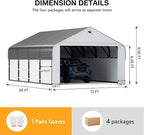 12x20 Metal Carport, Heavy Duty 2-Car Carport Canopy, CarPorts with Removable Polyethylene Sidewalls, Galvanized Steel Roof Car Tent Garage