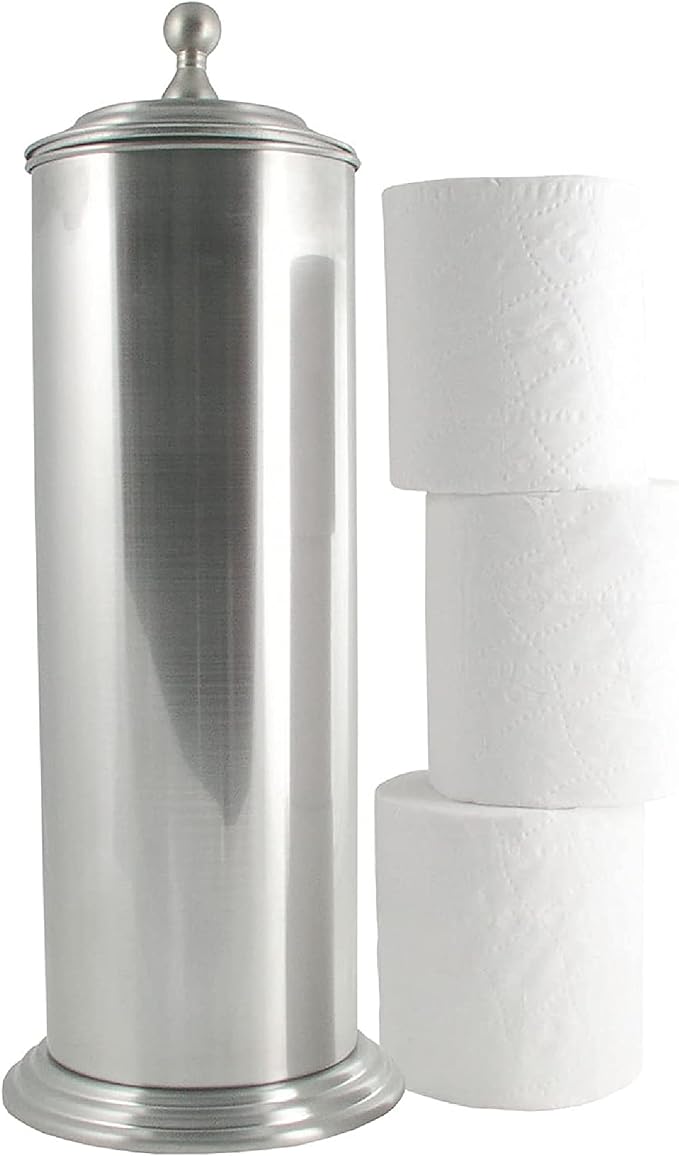 LDR Industries 164 6456BN Ashton Free Standing Regular Size Roll Toilet Paper Holder Canister, Brushed Nickel