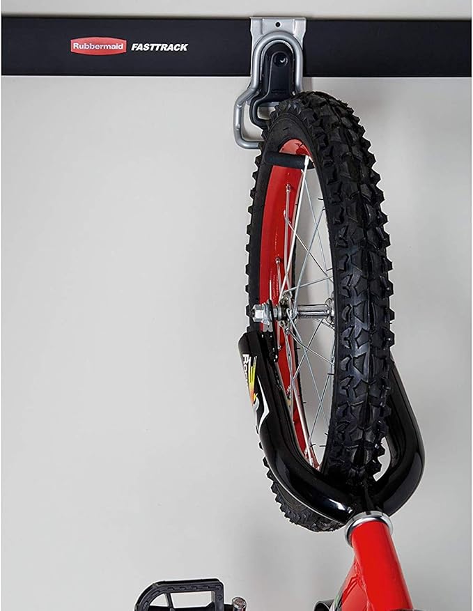 Rubbermaid Fasttrack Heavy-Duty Universal Garage Bicycle Storage Vertical Hanging Wall Hook Bike Rack for Bicycles up to 50 Pounds (4 Pack)