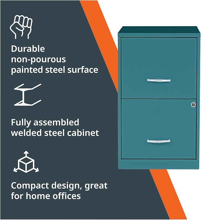 2 Drawer Locking Filing Cabinet | Pre-Assembled Steel Construction | Space-Saving Design is Perfect for Home and Small Office | Letter-Size | Assembled in North America