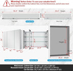 Quavikey Medicine Cabinet with Mirror, Aluminum 3 Doors Recessed or Surface Mount Large Bathroom Mirrored Cabinets 36x26 Inch, Silver