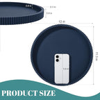 Silicone Bathroom Tray Round Kitchen Counter Organizer Decorative Vanity Accessories Coffee Table Decor for Perfume, Candle, Soap Dish, 12 Inch, Dark Blue