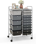 Giantex 15 Drawers Rolling Cart, Classroom Organizers, Storage Cart with Wheels, for Teacher Office Home School Supplies Tool Craft Art Paper