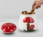 Airtight Cookie Jar Mushroom Cookie Jar With Lid Ceramic White Cookie Jars for Kitchen Counter Large Cookie Container Storage For Kitchen Counter