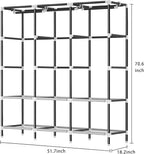LOKEME Wardrobe Closet,Portable Closet for Bedroom Steel Pipe Diameter 19mm Strong and Sturdy Navy Blue Portable Closets for Hanging Clothes with 3 Hanging rods, 6 Storage Shelves and Side Pocket