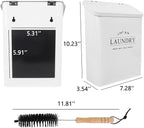 DreamsEden Laundry Lint Bin with Brush, Magnetic Wall Mount Container, 7 x 10 inch Steel Lint Collector 3.5L Storage Holder Organizer for Dryer Sheets Wool Balls Laundry Pods (White)