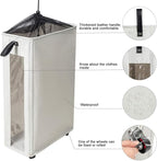 ZERO JET LAG 25 Inches Slim Laundry Storage Hamper - Large Rolling Clothes Hamper - Rolling Storage Bin - Tall Corner Basket - Clear Window Visible - Dirty Laundry Bin - (Beige)
