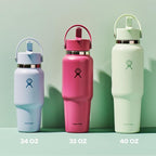 Hydro Flask Travel Water Bottle - Insulated Stainless Steel - Wide Straw Lid, Non Spill, Leakproof in 24 Oz Beachplum Purple