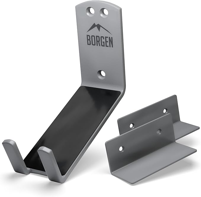 Borgen Bike Wall Mount Pedal Hook for E-Bikes, MTB & Road - Bicycle Wall Mount with Support Brackets and Wall Protection Pads, Suitable as Bike Rack Garage Bike Storage Shed and Bicycle Storage Indoor