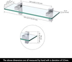 KES Bathroom Tempered Glass Shelf 14" 8MM-Thick Wall Mount Rectangular, Polished Chrome Bracket, BGS3201S35