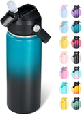 32oz Insulated Stainless Steel Water Bottle, Wide Mouth Double Wall Vacuum, Silicone Straw, Sweat & Leak Proof, BPA Free Insulated Water Flask for Travel, Keep Cold 24h Hot 12h, Blue
