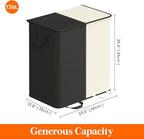 Lifewit Double Laundry Hamper with Lid and Removable Laundry Bags, Large Collapsible 2 Dividers Dirty Clothes Basket with Handles for Bedroom Laundry Room Closet Bathroom College, 136L White&Black