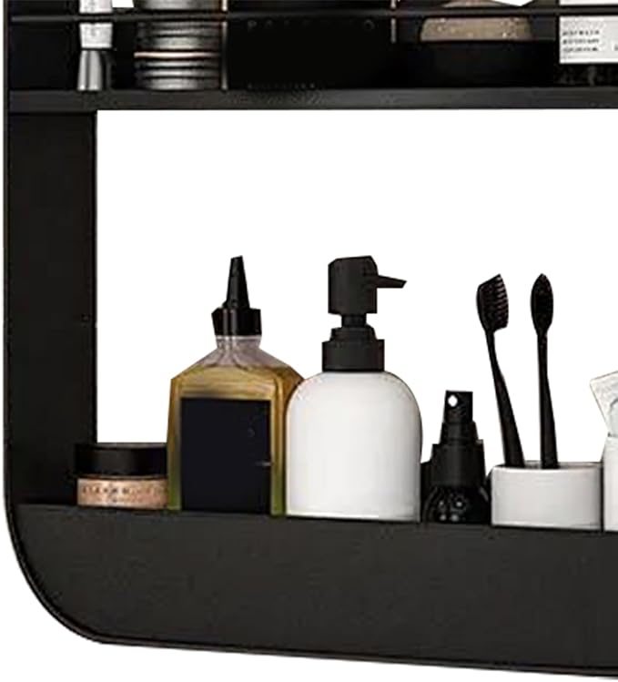 Tissting 2 Layer Bathroom Wall Shelf Carbon Steel Material Toilet Washstand Cosmetic Wall Mounted Storage Shelf for Bathroom, Toilet, Washstand
