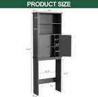 Walsunny Over The Toilet Storage Cabinet, Bathroom Organizer with Open Shelves and Double Doors, Space Saving Toilet Storage, Gray