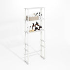 Furinno Turn-N-Tube Over The Toilet Storage, 3-Shelf Over The Toilet Organizer, Freestanding Space Saver Bathroom Shelf, for Bathroom Organizers and Storage, Plain White