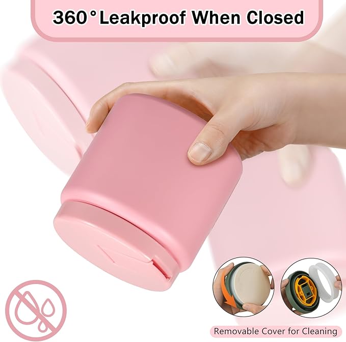 26oz Kids Jar for Hot Food, Insulated Vacuum Food Jar with Buckle Lid, Stainless Steel Wide Mouth Leak Proof Insulated Lunch Container for School Picnic Travel, Pink