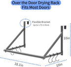 Over The Door Clothes Hanger,Metal Over Door Clothes Drying Rack with 6 Hooks,Laundry Drying Rack Rod for Laundry, Bedroom, Washroom, Closet,Fits Door Up to 1.97", (Dark Gray)