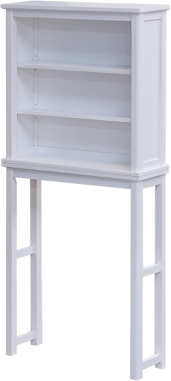 Alaterre Furniture Dorset Over-the-Toilet Storage Cabinet Set – Space-Saving Open Wall Cabinet with Adjustable Shelves, Zinc Metal Hinges, and Nylon Floor Levelers (White)