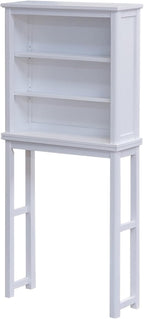 Alaterre Furniture Dorset Over-the-Toilet Storage Cabinet Set – Space-Saving Open Wall Cabinet with Adjustable Shelves, Zinc Metal Hinges, and Nylon Floor Levelers (White)