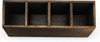 Dicunoy 2 Pack Wooden Pencil Holder for Desk, Rustic Wood Remote Control Holder Caddys, Retro Table Organizer with 4 Compartments for Art Supplies, Pen, Home, Office, School Classroom
