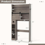 Giantex Over The Toilet Storage Cabinet, Farmhouse Space Saver with Sliding Door, Toilet Paper Holder, Side Hooks & Adjustable Shelves, Over Toilet Bathroom Organizer for Laundry, Restroom (Grey)