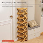 Bamboo Shoe Rack Organizer, 2-10 Tiers, Natural or Tea Color, No-Tool Assembly, Foldable Storage Shelf (Installation Free 10 Layers 30-Primary Colors)