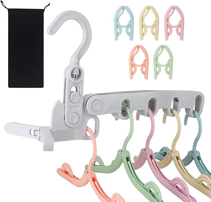 1Pcs Clothes Drying Rack Foldable and 10 Pcs Travel Hangers and 1pcs Organizer Bag,Foldable Design Doesn't take up Much Space, Great Combo for Travel/Hotel/Cruise.