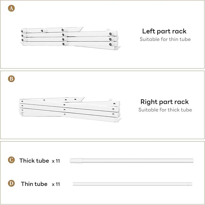 Foldable Drying Rack Clothing, 3-Tier Portable Clothes Drying Racks for Indoor & Outdoor, Anti-Rust Compact Laundry Rack Collapsible, White 29" D x 14" W x 41" H