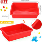 Hoteam 10 Pcs Flat Storage Organizer Tray Bin Letter Size Paper Tray for Classroom Plastic Stackable File Organizer for School Office Teacher Book Organization（ Red, 13.78 x 9.84 x 3.15 Inch）