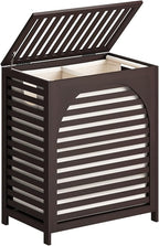 Laundry Hamper, 27.3 Gallon (103L) Bamboo Wood Clothes Laundry Basket with Lid and Handles, Removable Liner