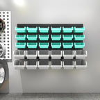 Wall Mounted Storage Bins Parts Rack 2 Colors Garage Plastic Shop Tool Organizer, ABS Plastic Garage Rack, Screw Storage 30 Bins