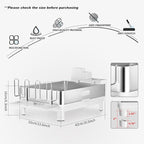 Ewaiira Dish Drying Rack, 304 Stainless Steel Dish Racks for Kitchen Counter, Dish Drainers with Automatic Drainage, Utensil Holder & Cups Holder, Space Saving Kitchen Organizer, White