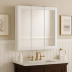 Design House Wyndham, 30 in W x 4.5 in D x 24 in H Bathroom Medicine Cabinet, Wall Mounted, 3 Mirror Doors, White, 535864-WHT
