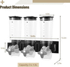 Dual-Headed Wall-Mounted Cereal Dispenser, 4.5L Large Capacity Dry Food Dispenser, Wall Mounting Candy Dispenser, Clear Wall Grain Dispensing Canister, Kitchen Dispenser for Coffee Beans, Nuts, Snacks